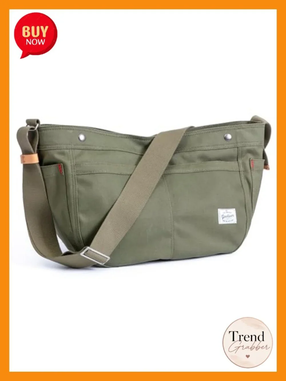 Canvas Crescent Crossbody Bag with Adjustable Wide Strap, Large Capacity